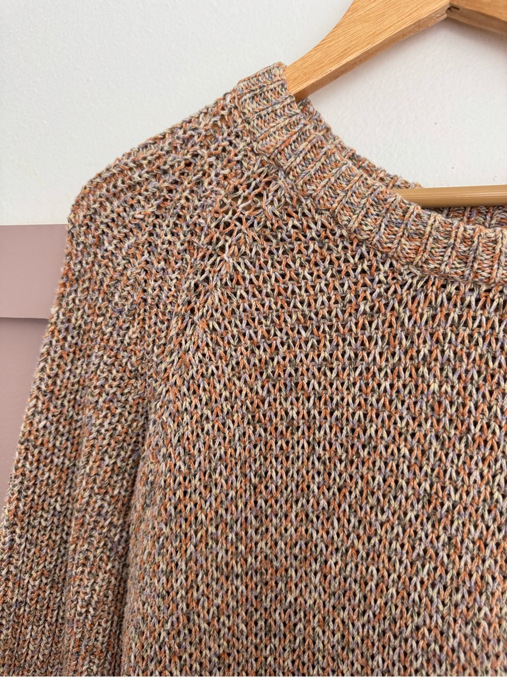 Madewell Soft Knit Multi-Tone Crewneck Sweater - Brown/Orange